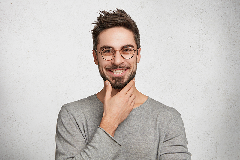 smiling male eye care patient