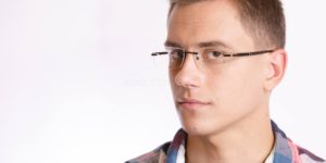 Rimless glasses with store thick lenses